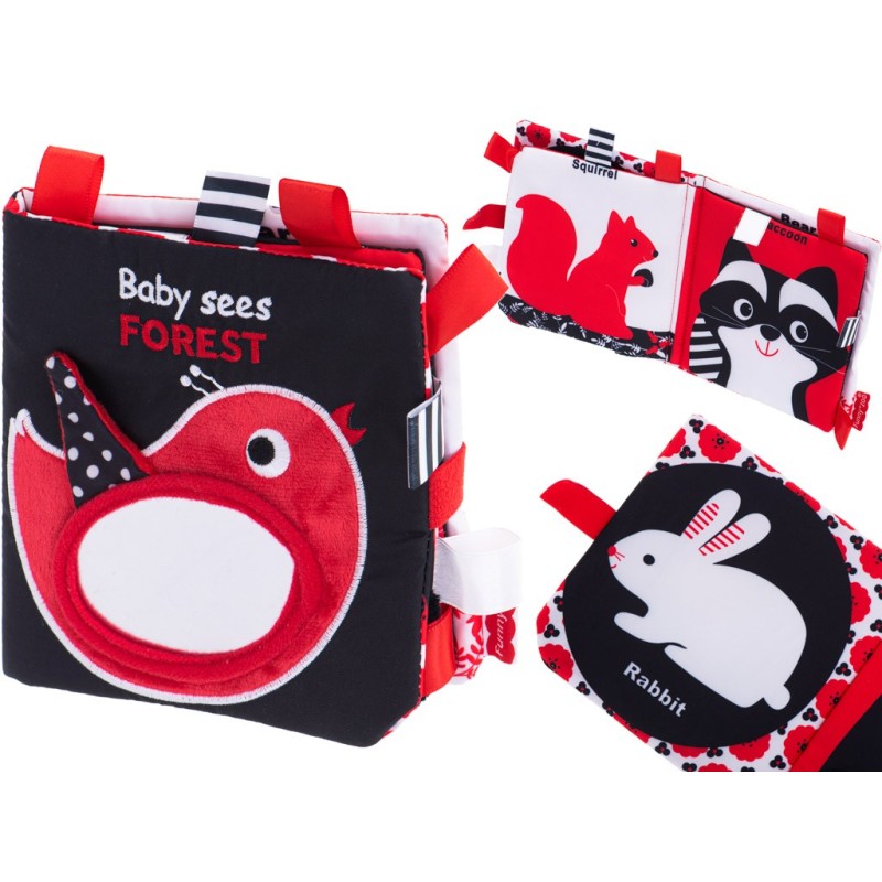 Książeczka sensoryczna gryzak metki kontrastowa las