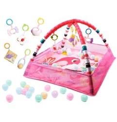 Mata Edukacyjna z pałąkami Basen z piłeczkami różowa