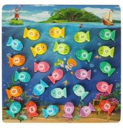 Gra drewniana rybki łowienie rybek na magnes montessori