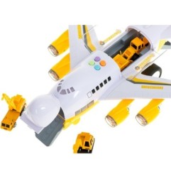 Transporter samolot + 6 aut pojazdy budowlane bok/przód