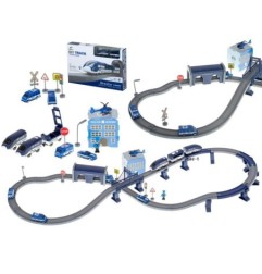 Kolejka elektryczna pociąg policja autka 92 elementy ~300cm