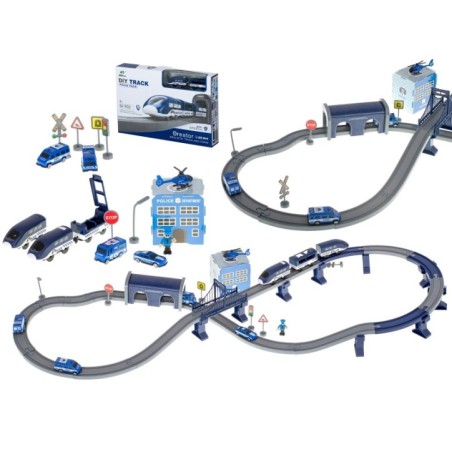 Kolejka elektryczna pociąg policja autka 92 elementy ~300cm