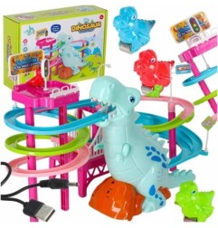 Tor wyścigowy dinozaur zjeżdżalnia ruchome schody LED dźwięk