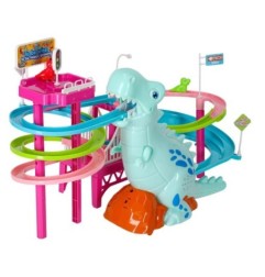 Tor wyścigowy dinozaur zjeżdżalnia ruchome schody LED dźwięk