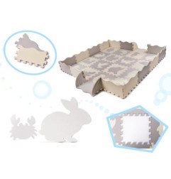 Mata edukacyjna piankowa puzzle szara ecru 36 elementów 150x150cm