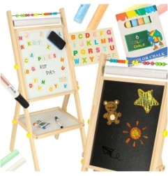 Tablica magnetyczna kredowa dwustronna drewniana literki kreda 38x37x90cm