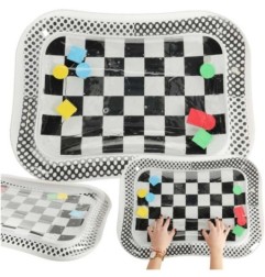 Mata wodna sensoryczna dmuchana dla niemowląt kontrastowa czarno-biała szachownica XXL 65x50 cm