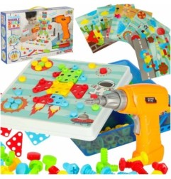 Wkrętarka wiertarka śrubki klocki konstrukcyjne zestaw majsterkowicza walizka 261 elementów