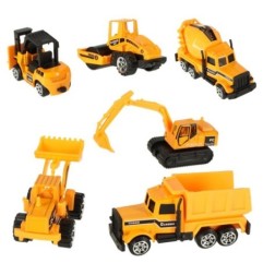 Samochody maszyny budowlane pojazdy zestaw 6 sztuk