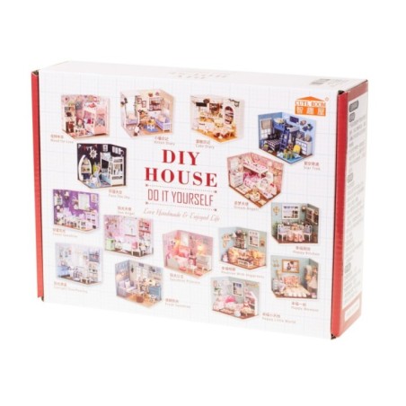 Domek dla lalek drewniany retro model DIY 3013 LED 13cm