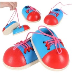 Buty drewniane do nauki sznurowania wiązania sznurowadeł 2 sztuki