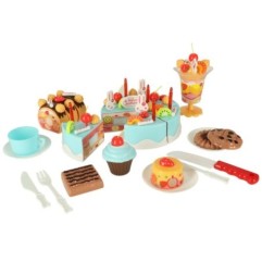 Tort urodzinowy do krojenia kuchnia 75 elementów niebieski