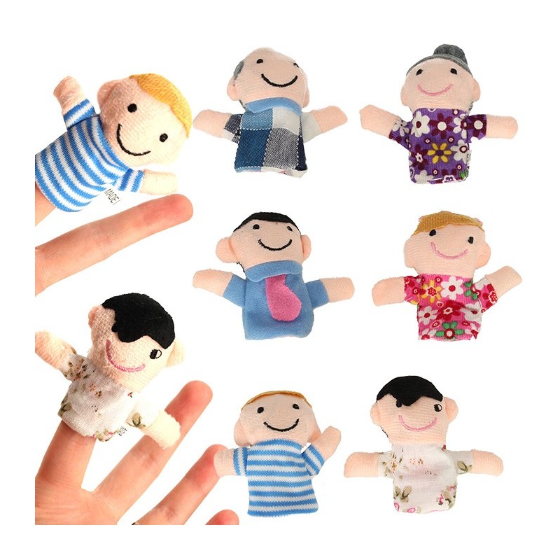 Pacynki palczatki pluszowe kukiełki na palce rodzinka teatrzyk zestaw 6 sztuk
