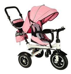 Rowerek trójkołowy Trike Fix V3 rower spacerówka 3w1 obracany 360 wolne koło różowy